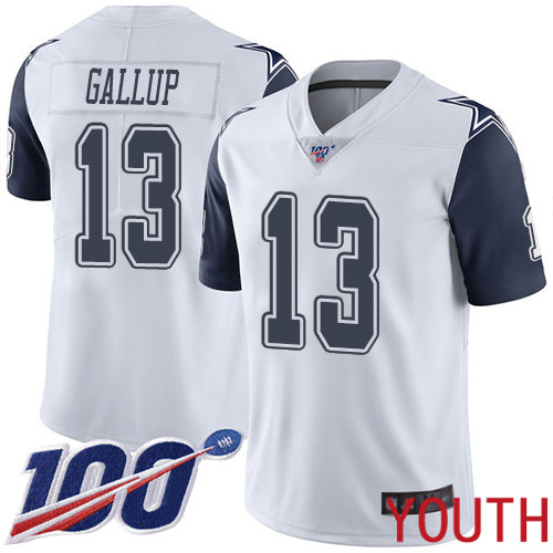 Youth Dallas Cowboys Limited White Michael Gallup #13 100th Season Rush Vapor Untouchable NFL Jersey->dallas cowboys->NFL Jersey